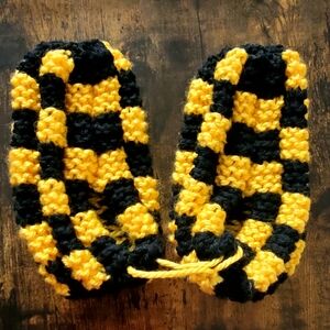 Black and Yellow Checkered Knit Slippers